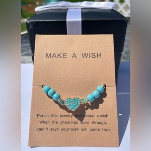 BOGO FREE Turquoise Heart Beaded String Bracelet